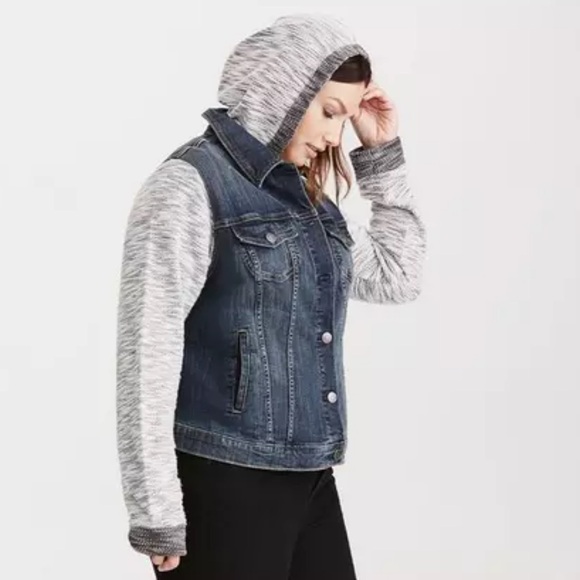 TORRID | Denim French Terry Jacket - Picture 3 of 10